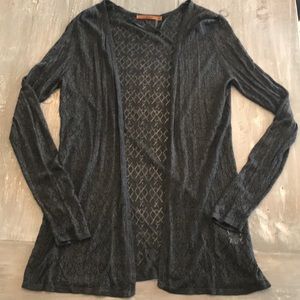 Semi-sheer belldini cardigan in charcoal grey